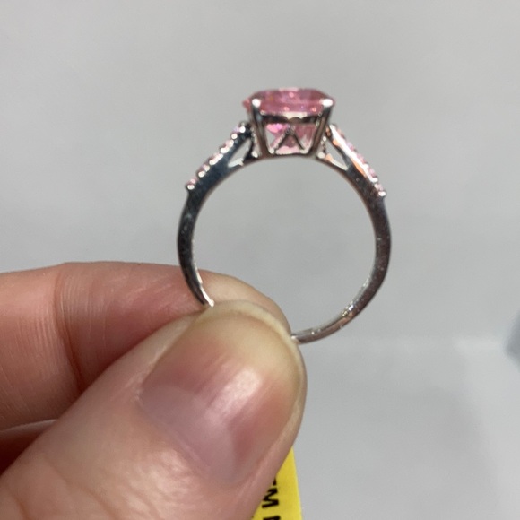 Simulated Pink & Light Pink Diamond’s Sterling Silver New Ring J-35 - Picture 6 of 9